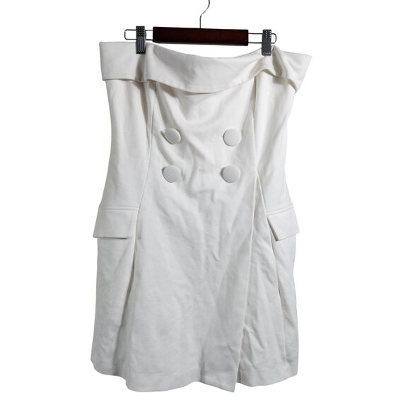 Anthropologie BHLDN Strapless Tuxedo Mini Dress White Bridal SZ M Casual Wedding - Picture 2 of 14